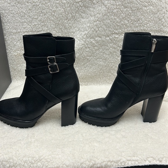 Vince Camuto VC-Elisen Womens Leather Block-Heel Mid-Calf Boots black size 10 - Picture 4 of 6
